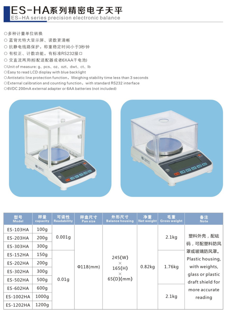 ES-HA系列精密电子天平